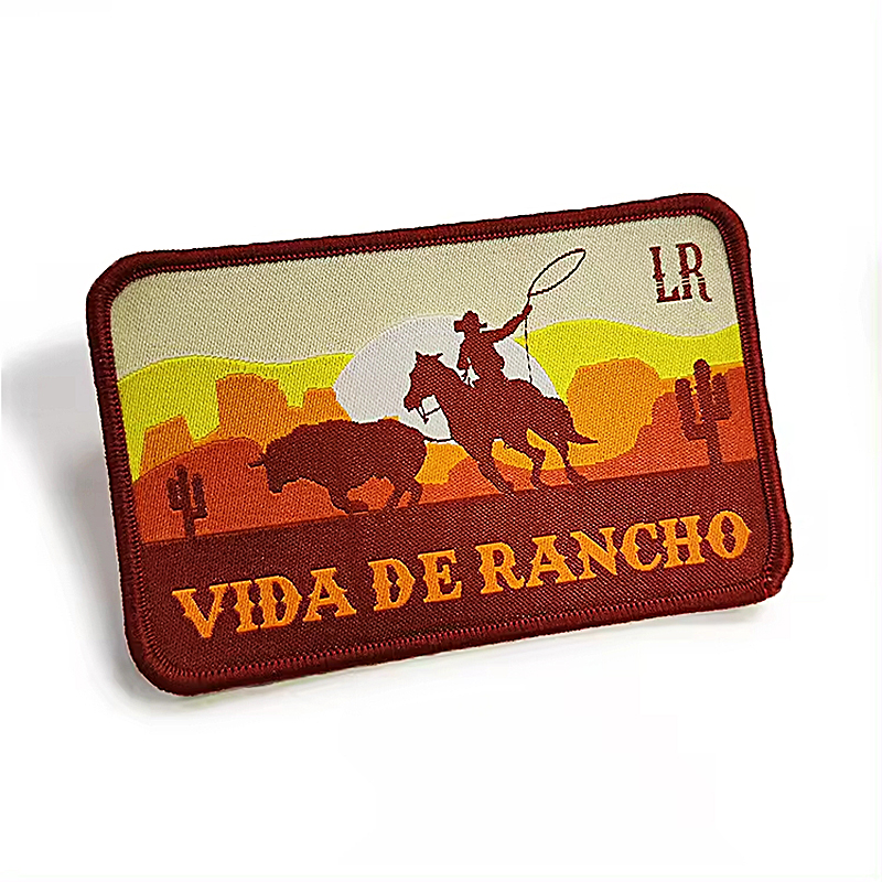 Laser Cut Border Snap Back Heat Press PatchesDamask Woven Patches Clothing Patches